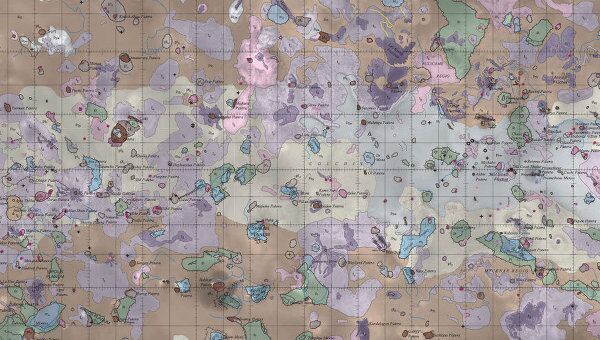 Фрагмент геологической карты спутника Юпитера Ио