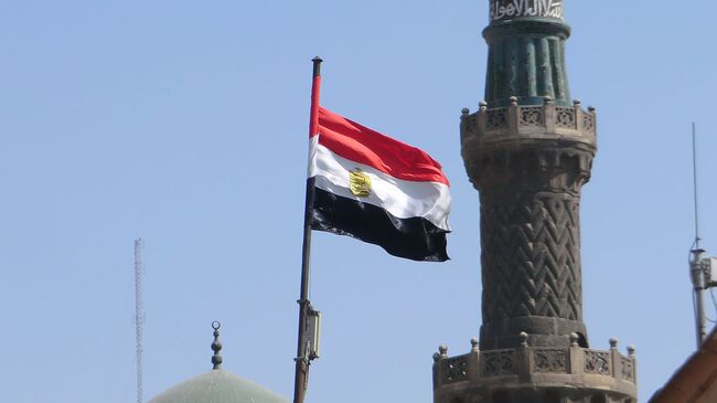 Флаг Египта на фоне мечетей