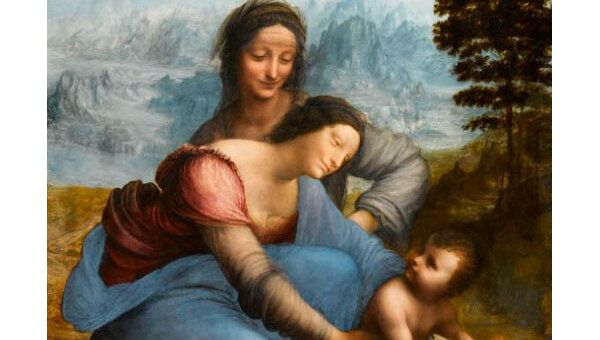 Полотно Леонардо да Винчи Святая Анна и Мария с младенцем