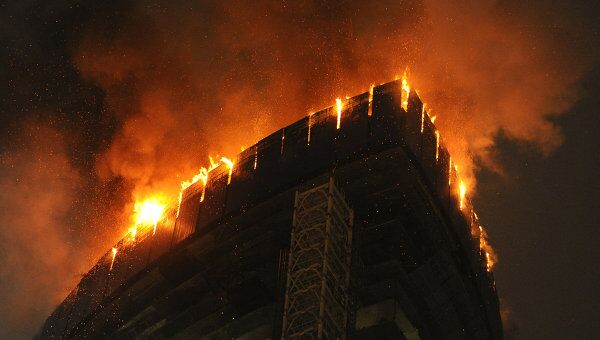 Пожар в строящейся башне центра Москва-Сити