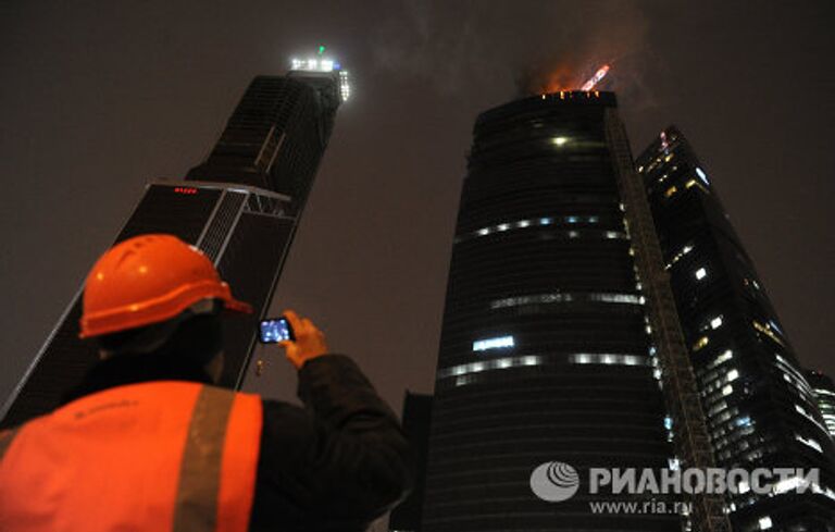 Пожар в строящейся башне центра Москва-Сити