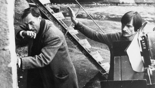 Режиссер Андрей Тарковский и актер Олег Янковский на съемках фильма Ностальгия, 1982-83 гг.