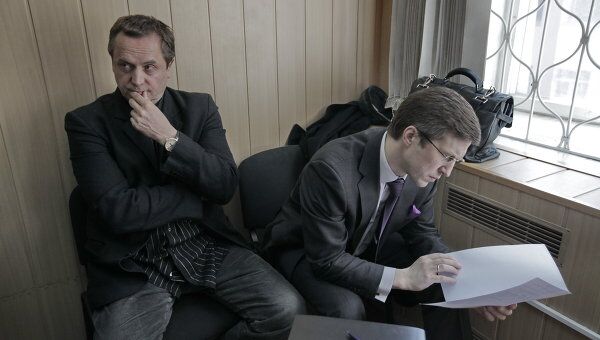 Актер Андрей Соколов (слева) в Тверском суде на рассмотрении уголовного дела. Архив
