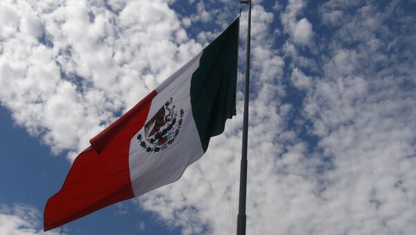 Флаг Мексики на центральной площади Мехико. Архив