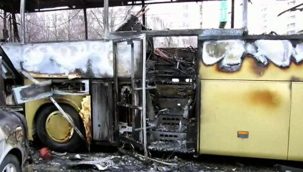 Пассажирский автобус Москва-Новомосковск сгорел на юге Москвы