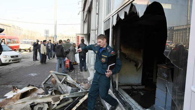 Пожар в здании в центре Новосибирска