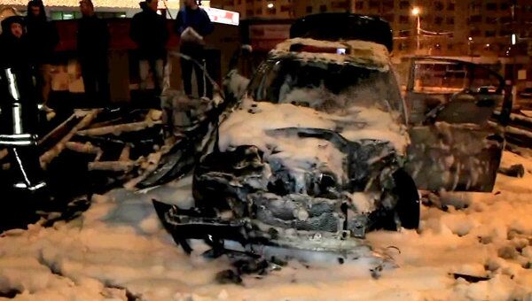 BMW сгорела в ДТП на юге Москвы  