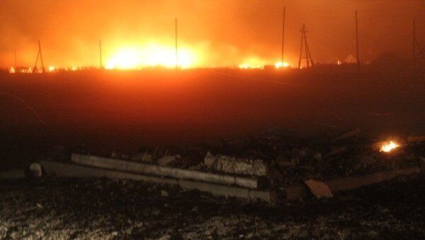 Пожар в селе Баян-Булак и эвакуация жителей