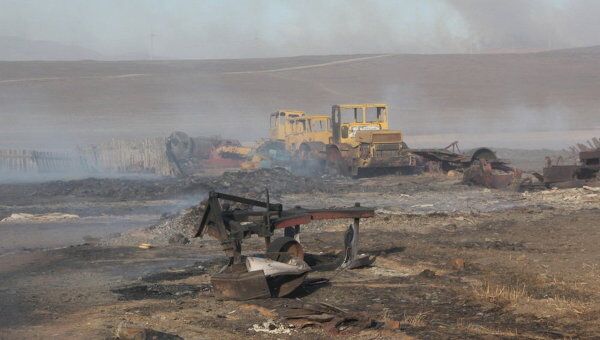 Последствия степного пожара в Забайкалье