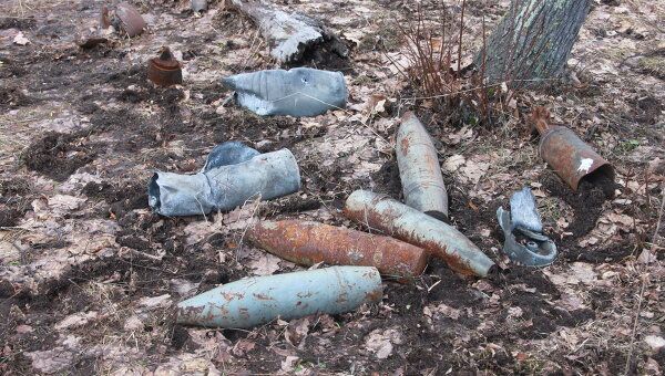 Cнаряды в лесу близ поселка Урман в Башкирии