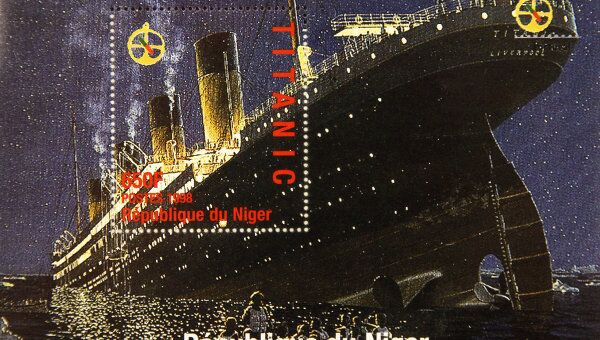 Памятная марка, выпущенная в Республике Нигер по случаю годовщины катастрофы Титаника