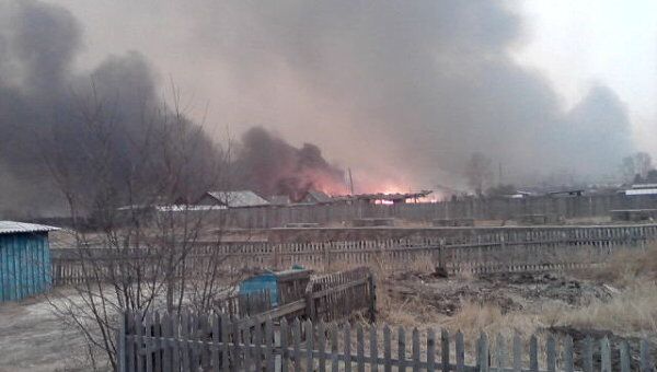 Пожар в селе Тыгда Амурской области