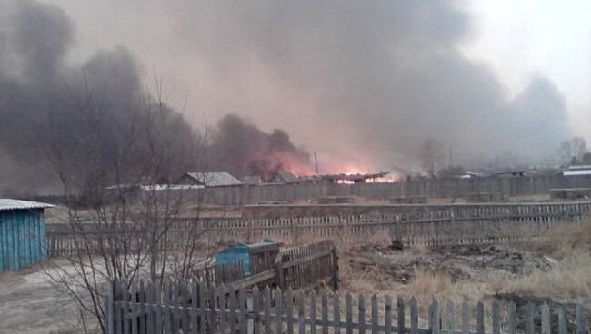 Пожар в селе Тыгда Амурской области