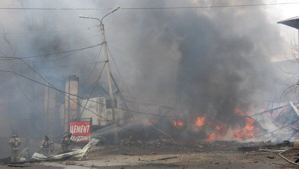 Пожар на складе с пиротехникой в Чите
