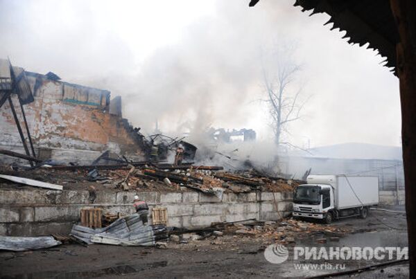 Пожар на складе с пиротехникой в Чите