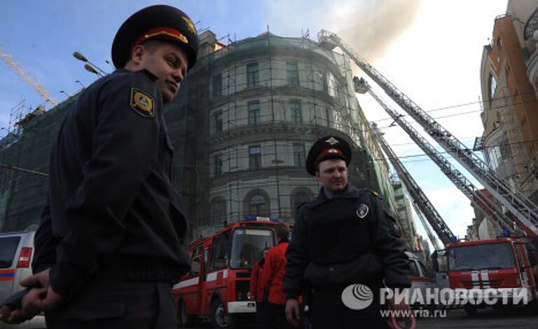 Пожар в центре Москвы