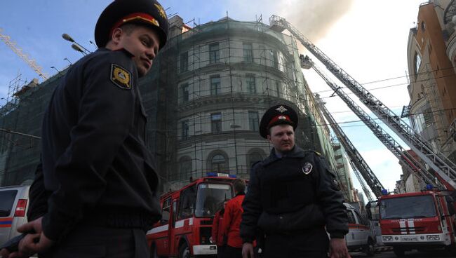 Пожар в центре Москвы