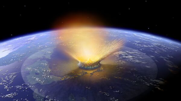 Падение астероида диаметром в 10 километров на Землю глазами художника