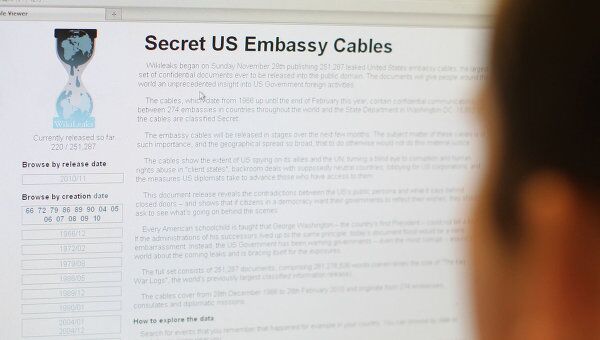 Страница сайта www.wikileaks.org