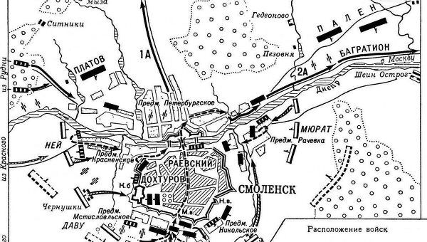 Карта Смоленского сражения 1812 года