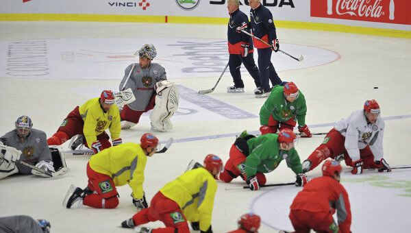 Тренировка сборной России по хоккею 