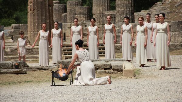 Репетиция церемонии зажжения Олимпийского огня