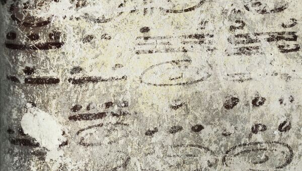 Фрагмент календаря майя, предсказывающего время затмений Венеры и Марса в последующие 7 тысяч лет