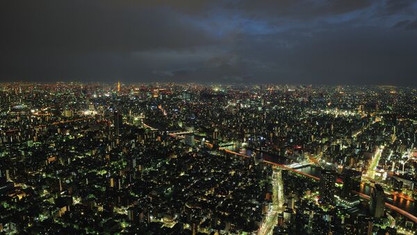 Вид на ночной Токио, архивное фото