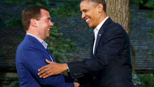 Дмитрий Медведев и Барак Обама на саммите G8 в Кэмп-Дэвиде