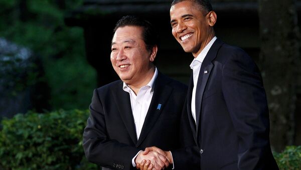 Барак Обама и Ёсихико Ноде на саммите G8 в Кэмп-Дэвиде