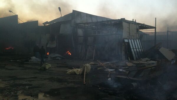 Пожар на строительном рынке в Подмосковье