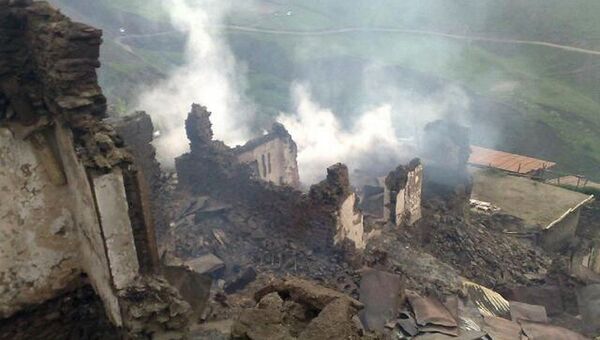 Пожар в горном селе в Дагестане