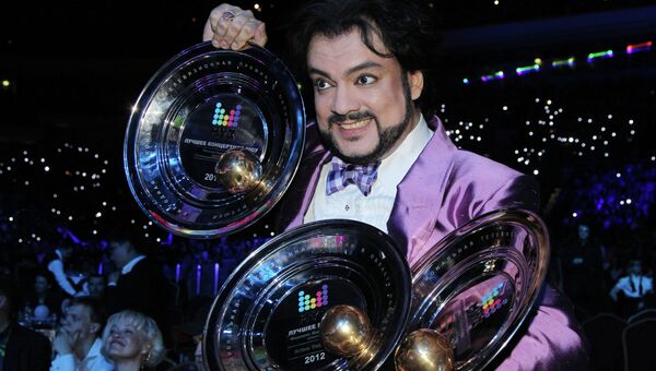 Певец Филипп Киркоров, получивший награды юбилейной премии МУЗ-ТВ 2012