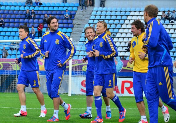 Тренировка сборной Украины по футболу