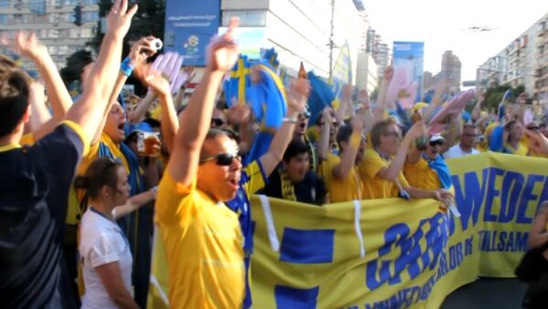 Марш шведских болельщиков на Евро-2012