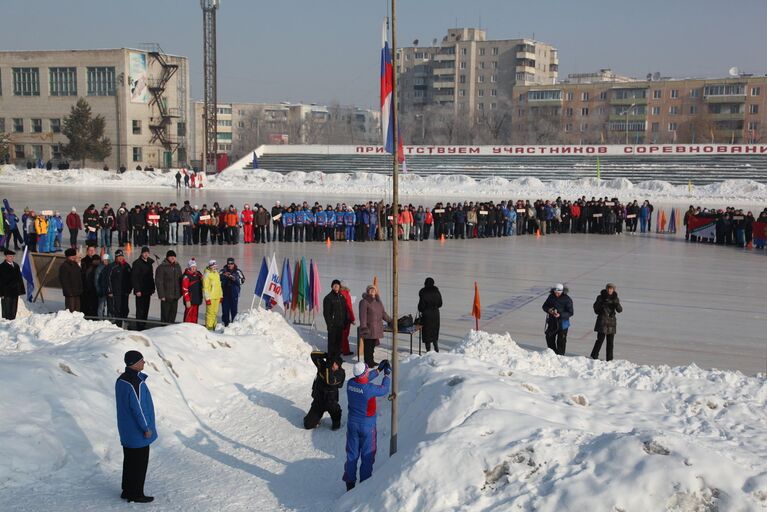 Открытие зимней спартакиады Приморья на стадионе Восток.