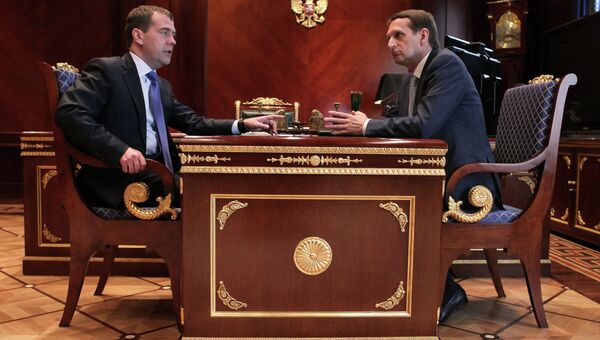 Премьер-министр РФ Дмитрий Медведев встретился с С.Нарышкиным