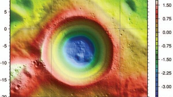 Топографическая карта кратера Шаклтон на южном полюсе Луны, где зонд LRO так и не обнаружил значительных запасов воды