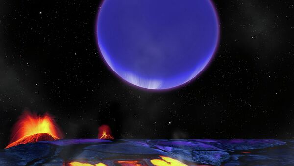 Примерно так выглядит восход горячего нептуна Kepler-36c при взгляде с поверхности суперземли Kepler-36b