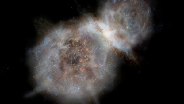 Примерно так выглядит галактика LESS J033229.4-275619 в представлении художника