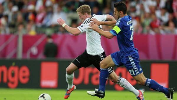 Игровой момент матча сборных Германии и Греции