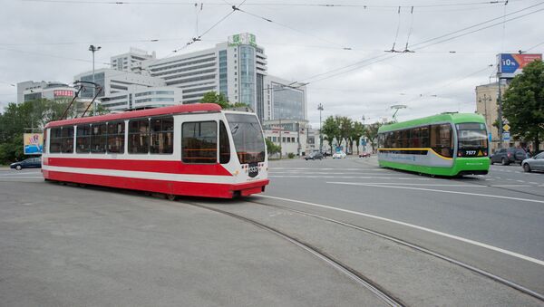 Пробный запуск нового трамвая в Петербурге