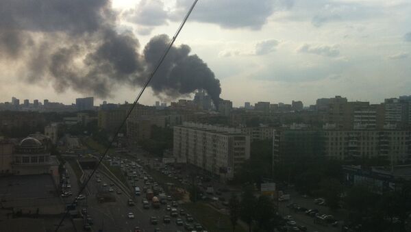 Пожар в районе метро Динамо в Москве 