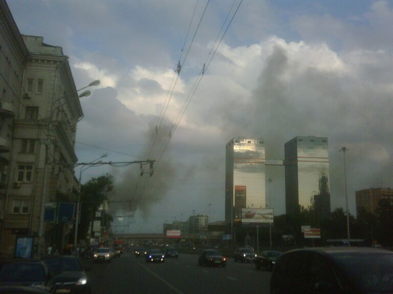 Пожар на севере Москвы