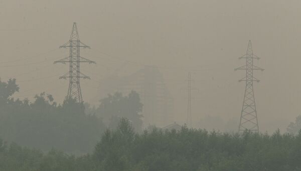 Смог, вызванный лесными пожарами, в городе Томске