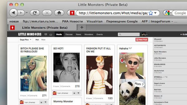 Скриншот сайта социальной сети Litlle Monsters