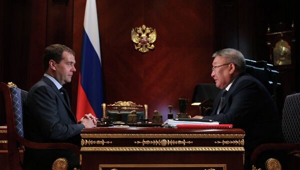 Встреча премьер-министра РФ Д. Медведева и главы Якутии Е. Борисова