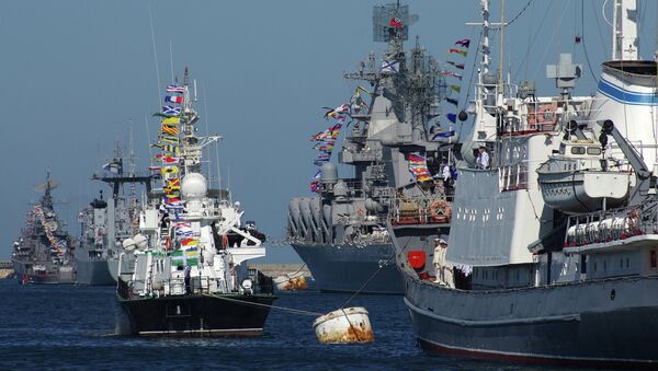 Репетиция парада кораблей к Дню ВМФ РФ и Дню флота Украины
