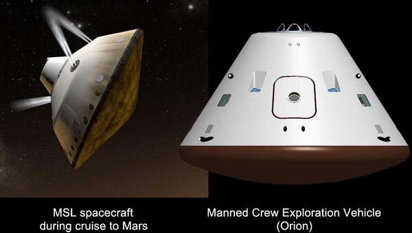 Зонд MSL в сравнении с капсулой будущего межпланетного корабля Орион NASA