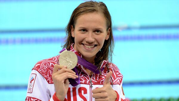 Россиянка Анастасия Зуева, выигравшая серебряную медаль в финальных соревнованиях по плаванию